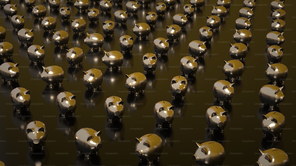 a large group of skulls are arranged in a row