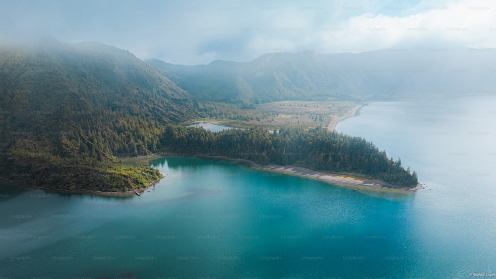 a large body of water surrounded by mountains