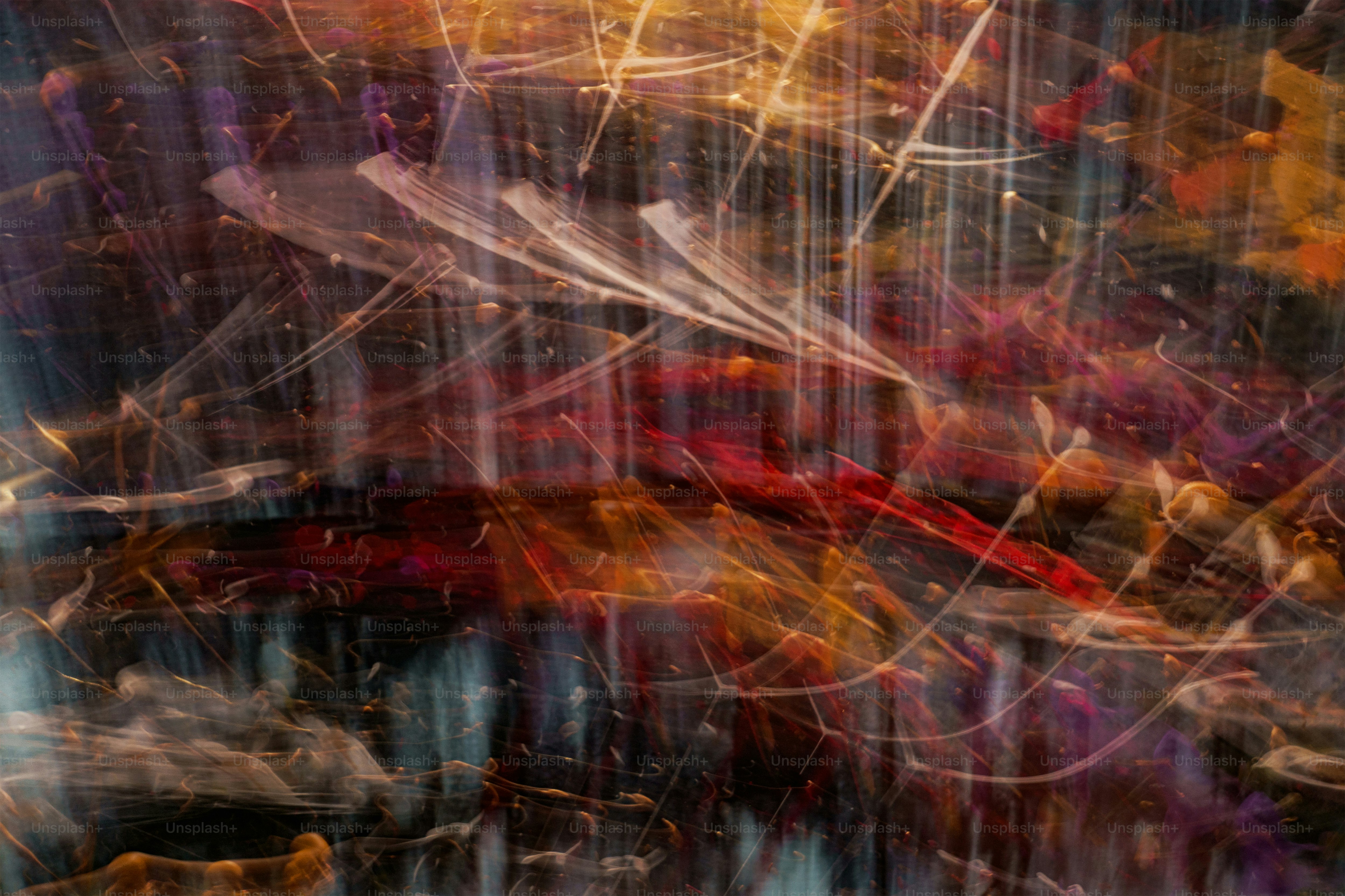 an abstract painting with many lines and colors