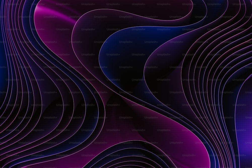 a purple and blue background with wavy lines