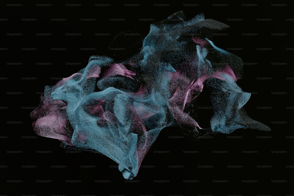 a black background with pink and blue smoke