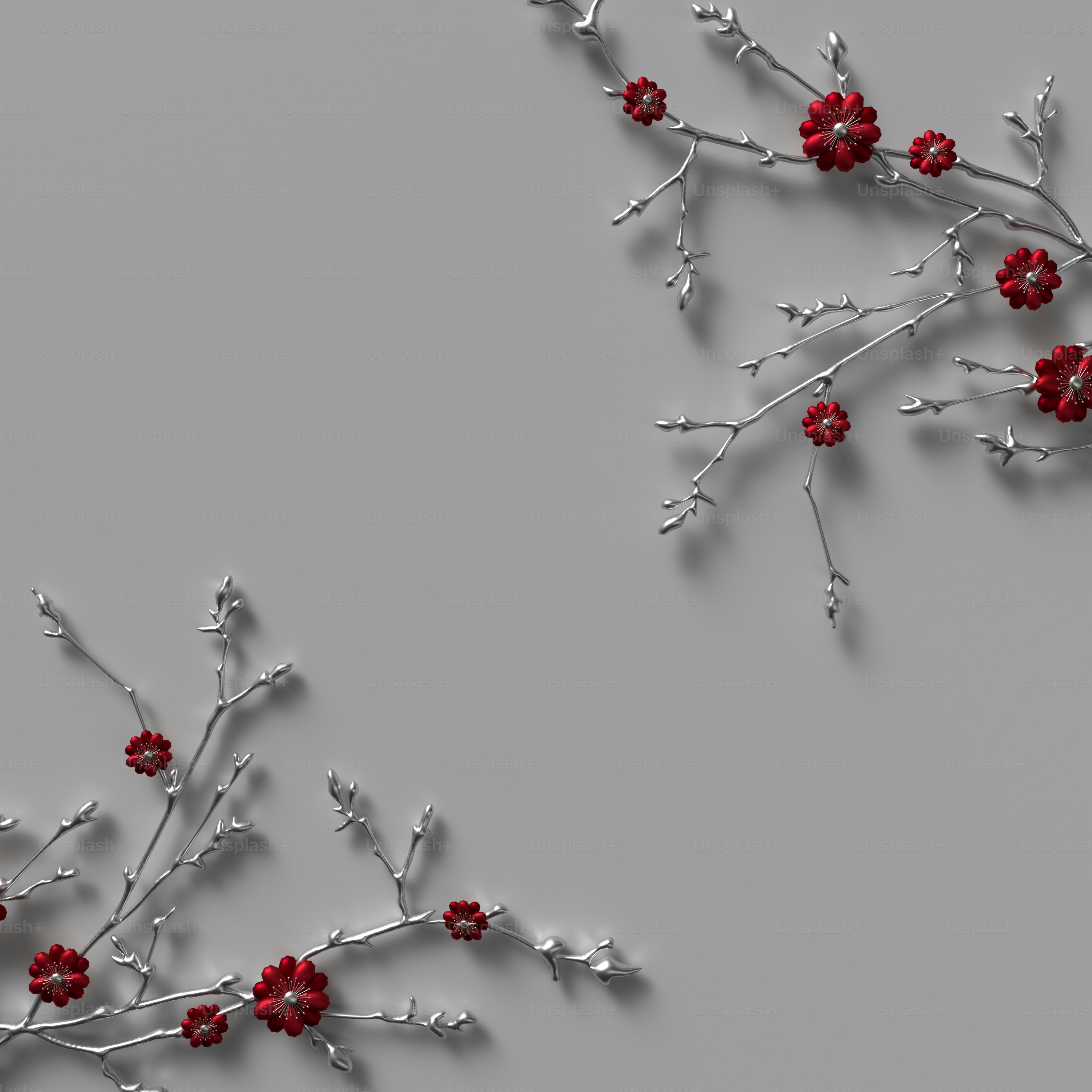 a branch with red berries on it on a gray background