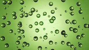 a lot of water droplets on a green background