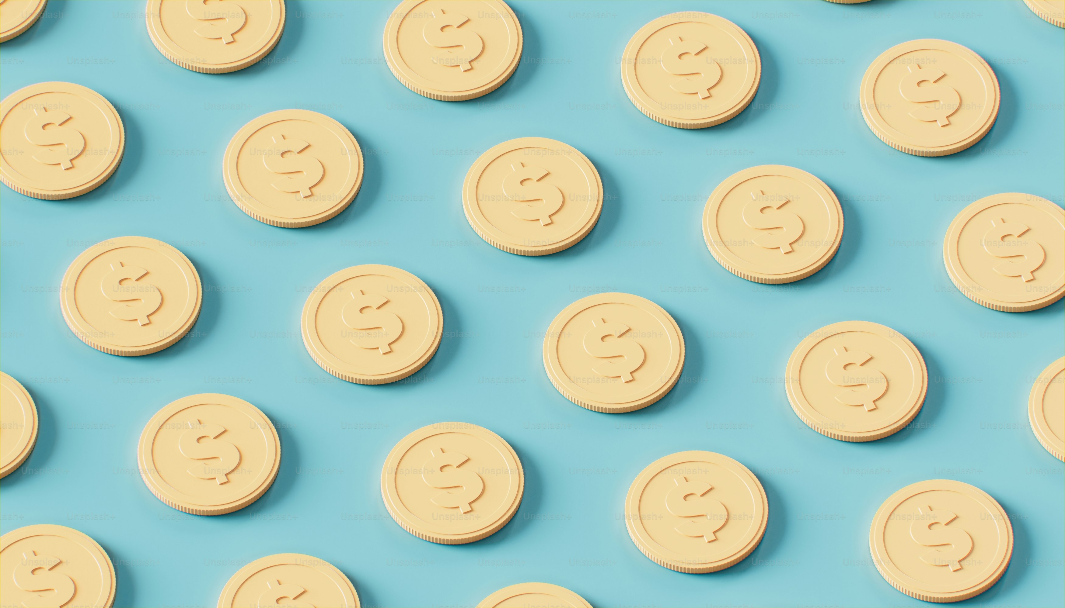 a blue background with a lot of yellow buttons