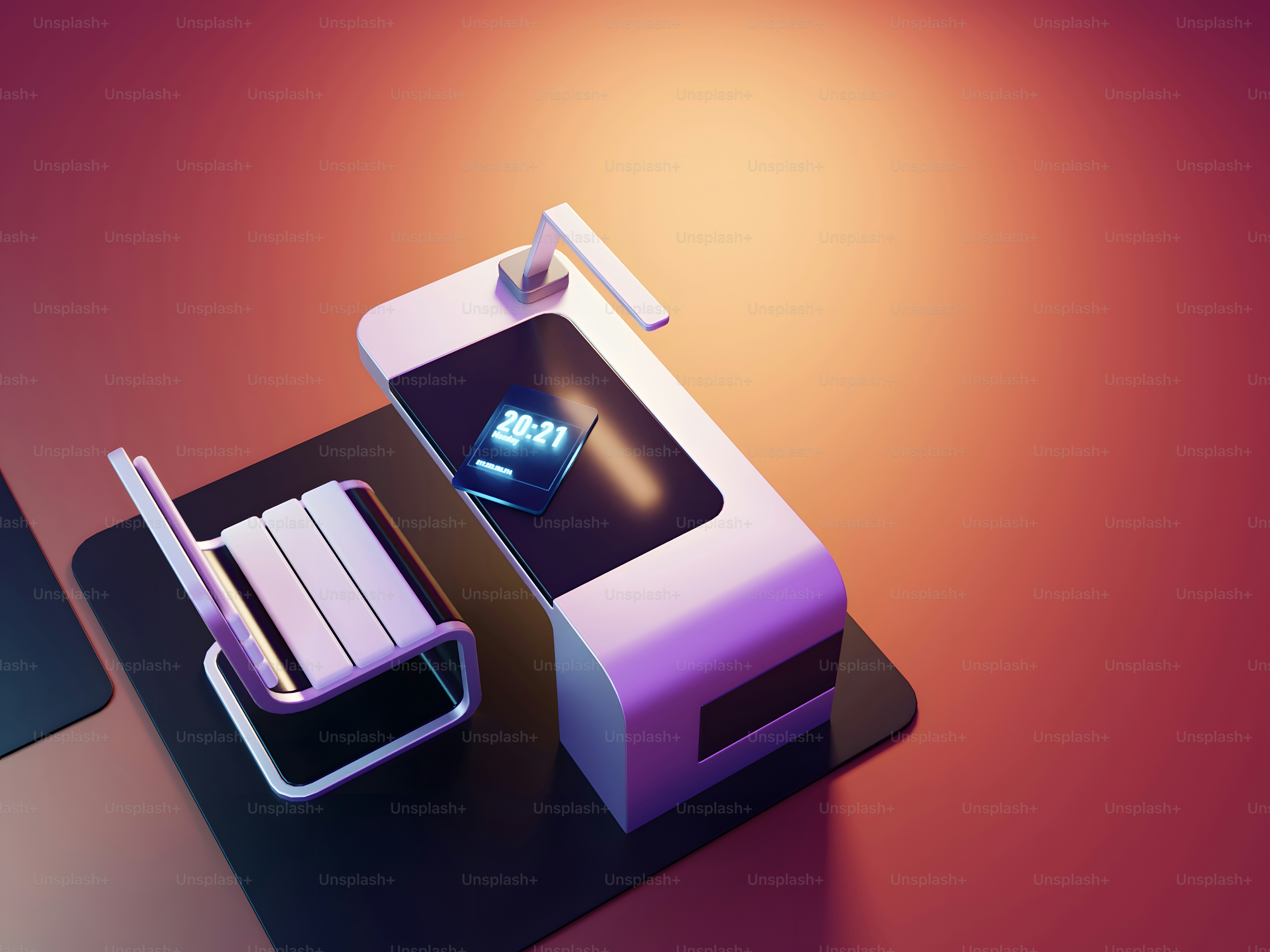 a purple and white box sitting on top of a table