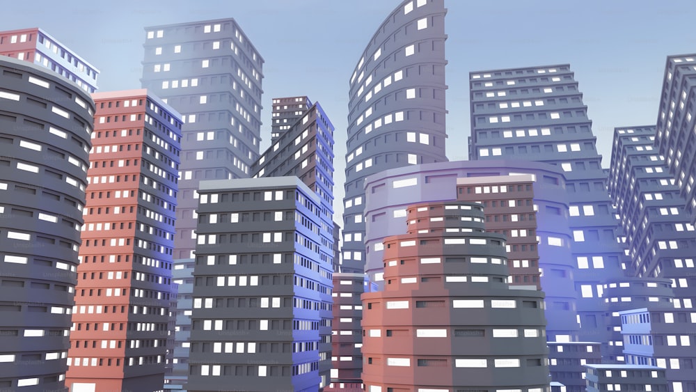 Un grupo de edificios altos en una ciudad