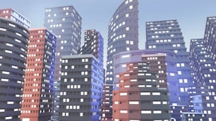 a group of tall buildings in a city