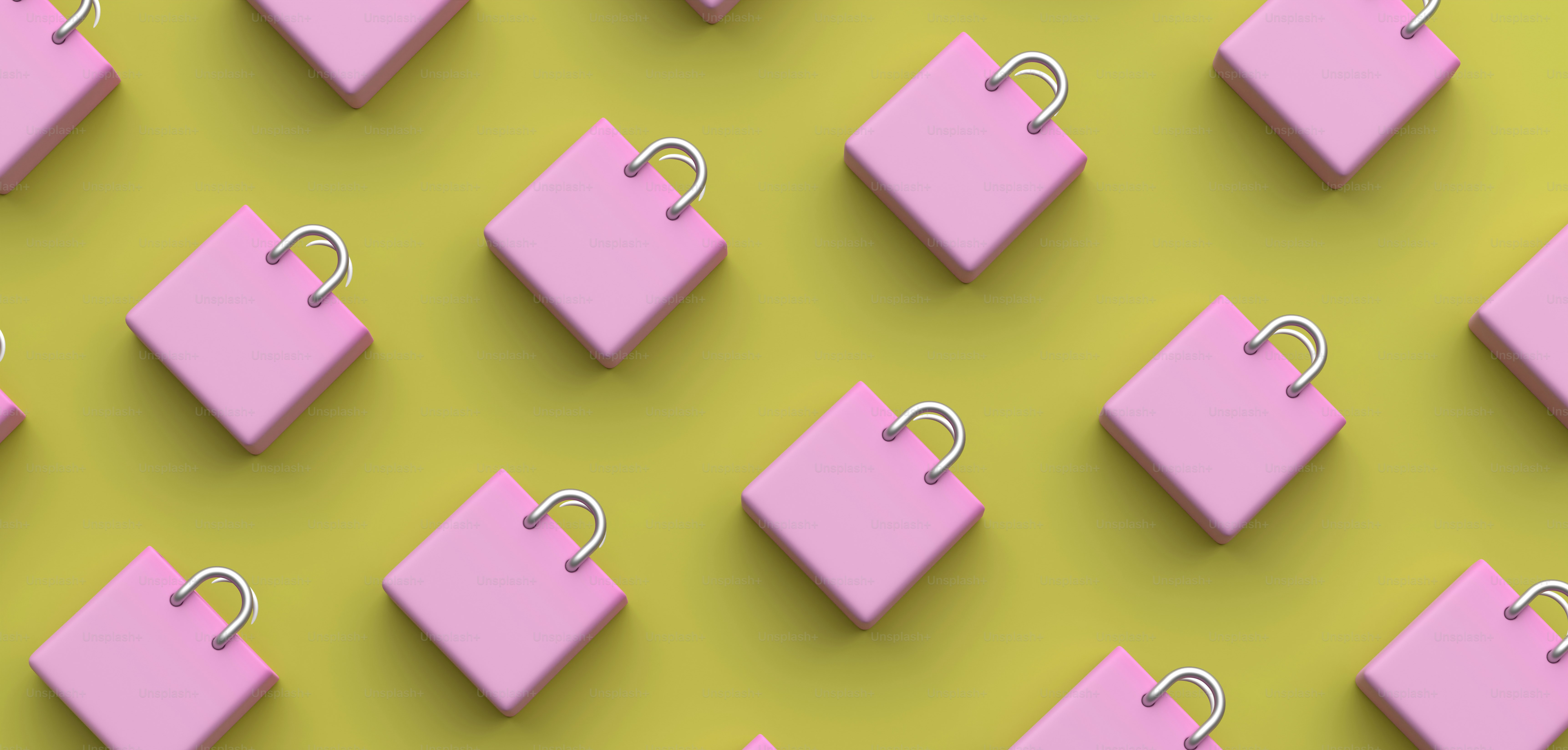 a group of pink cubes with a carabine in the middle