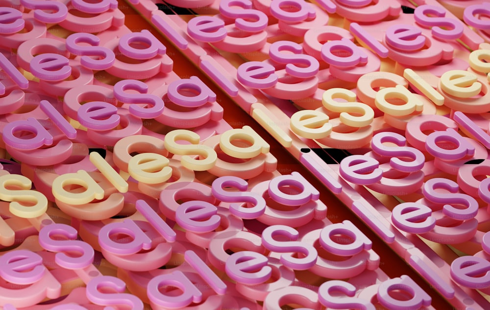 a close up of a number of different colored letters