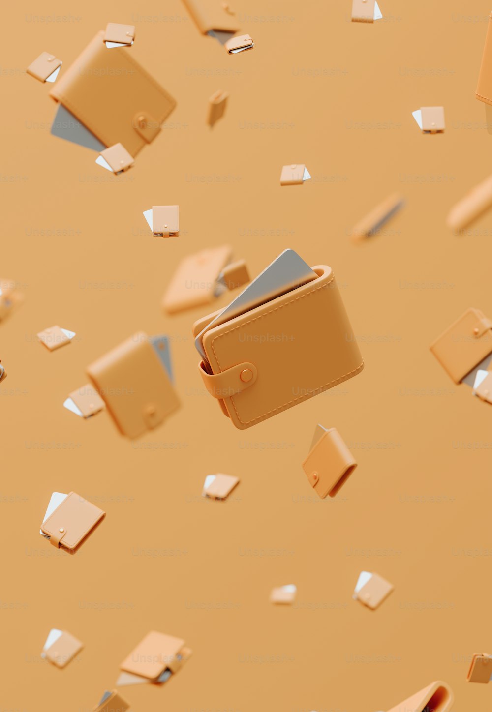 a wallet flying through the air surrounded by confetti