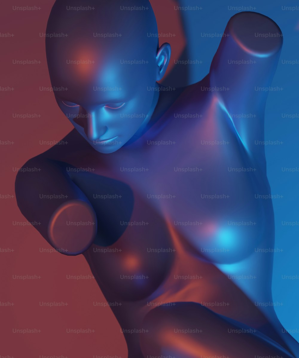 a 3d image of a person with a blue body