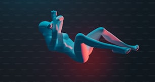 a 3d image of a person floating in the air