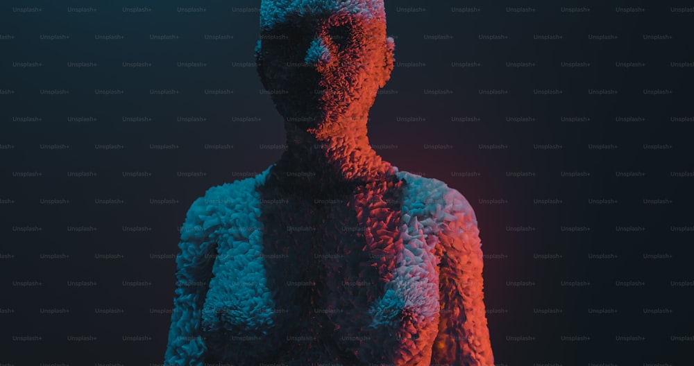 a 3d image of a human body with red and blue colors