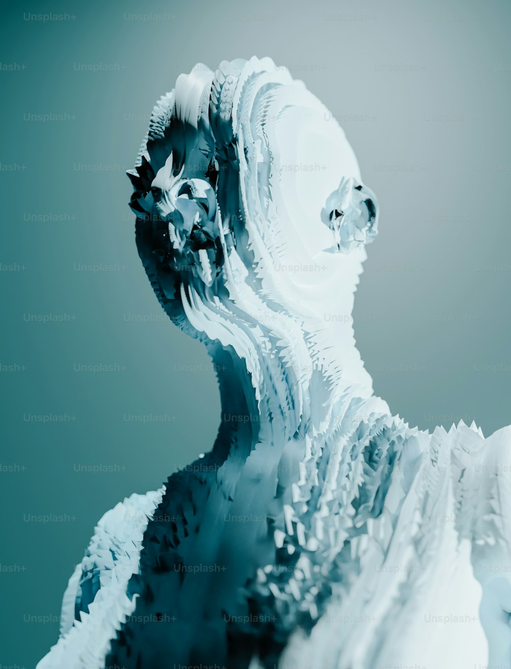 a sculpture of a person made of ice