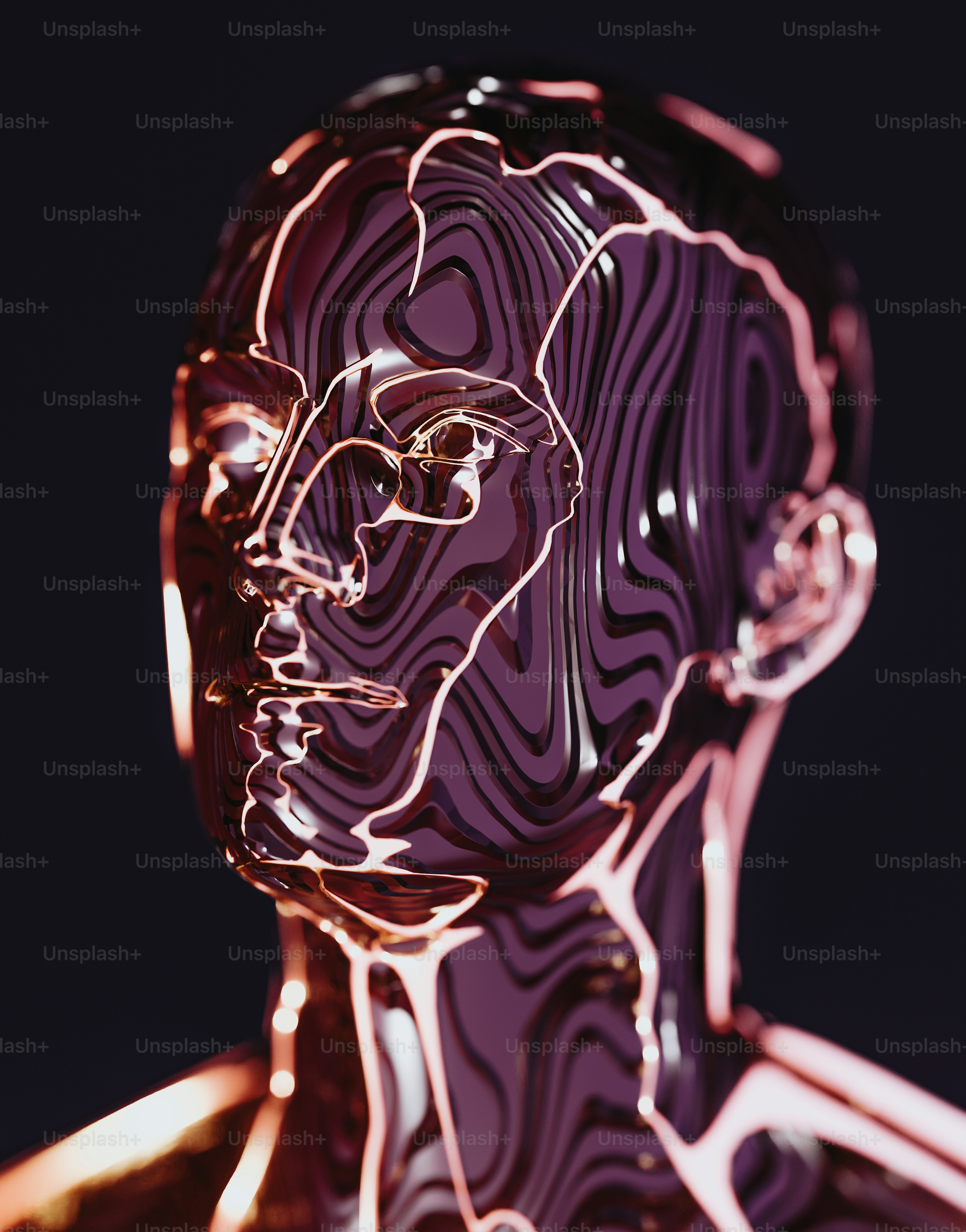 A close up of a person's face with a black background photo – Digital ...