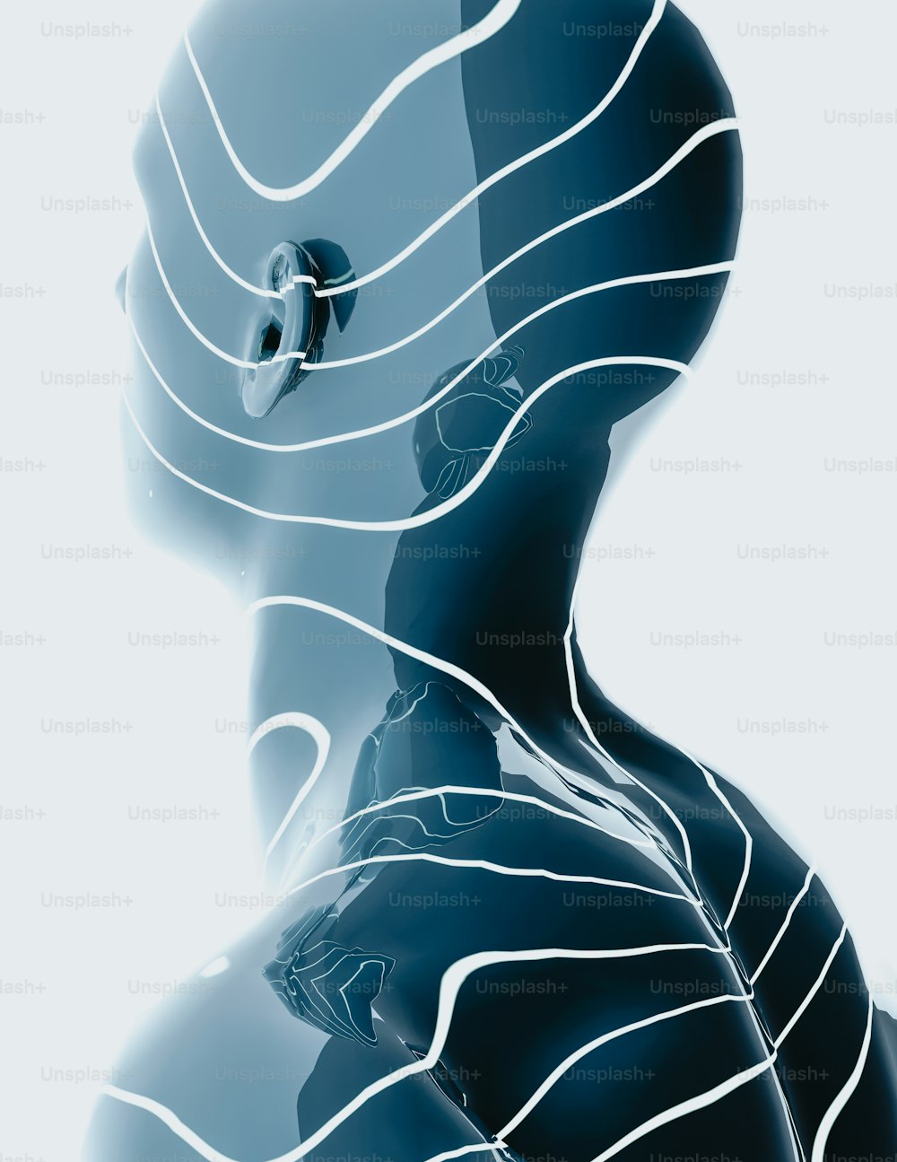 an abstract image of a woman's head and neck