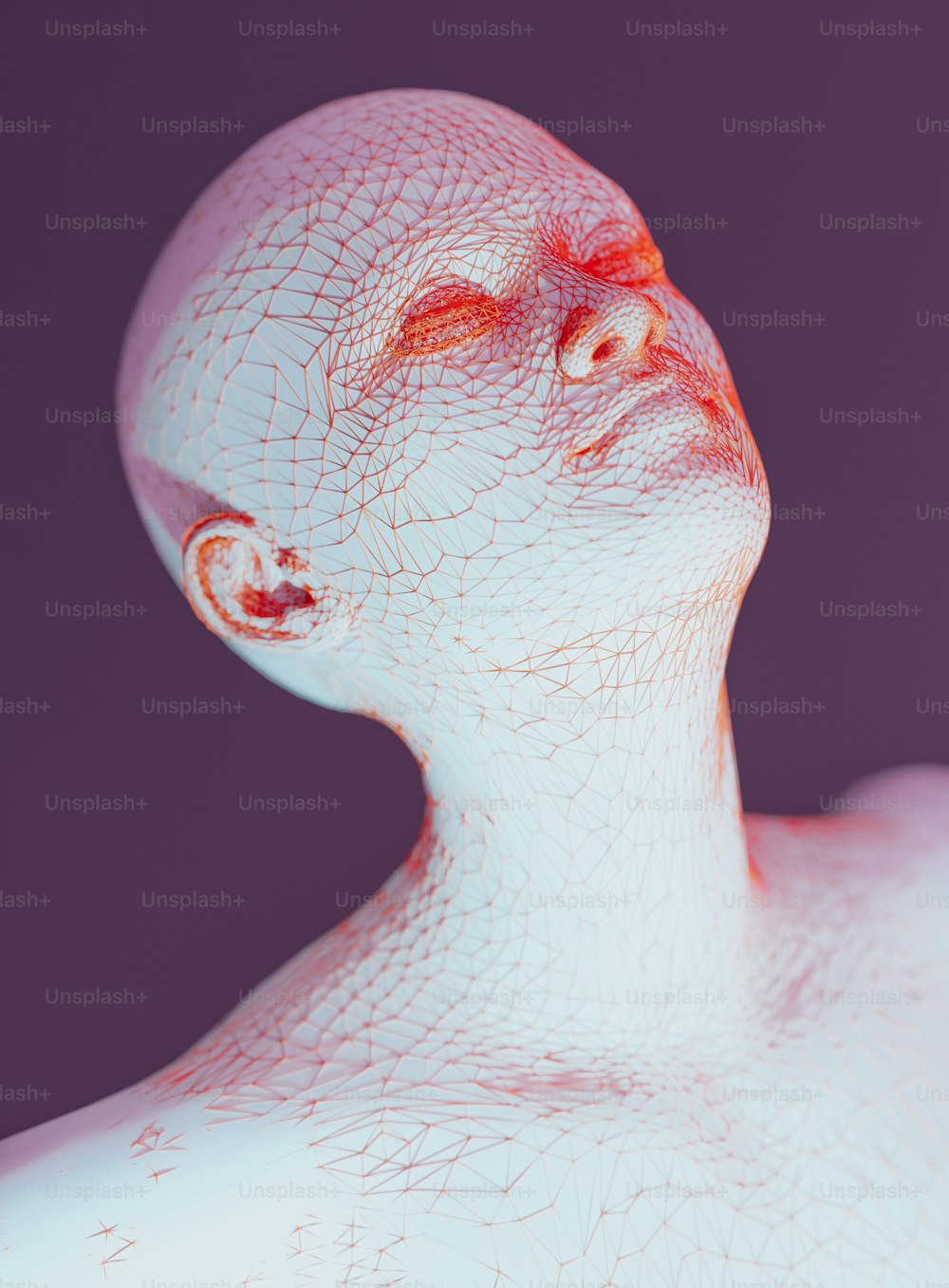 a 3d image of a man's head with his eyes closed