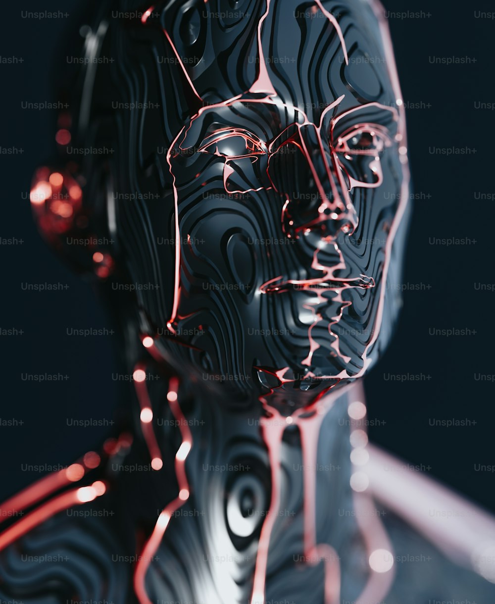 Ein 3D-Bild des Gesichts und des Körpers eines Mannes