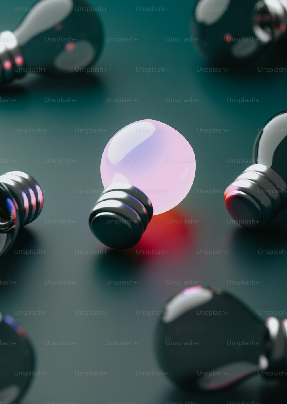 a group of light bulbs sitting on top of a table