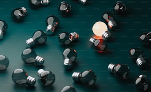 a group of light bulbs sitting on top of a table