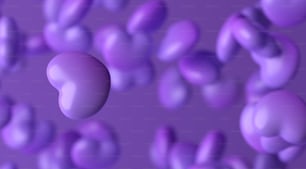 a bunch of purple balls floating in the air