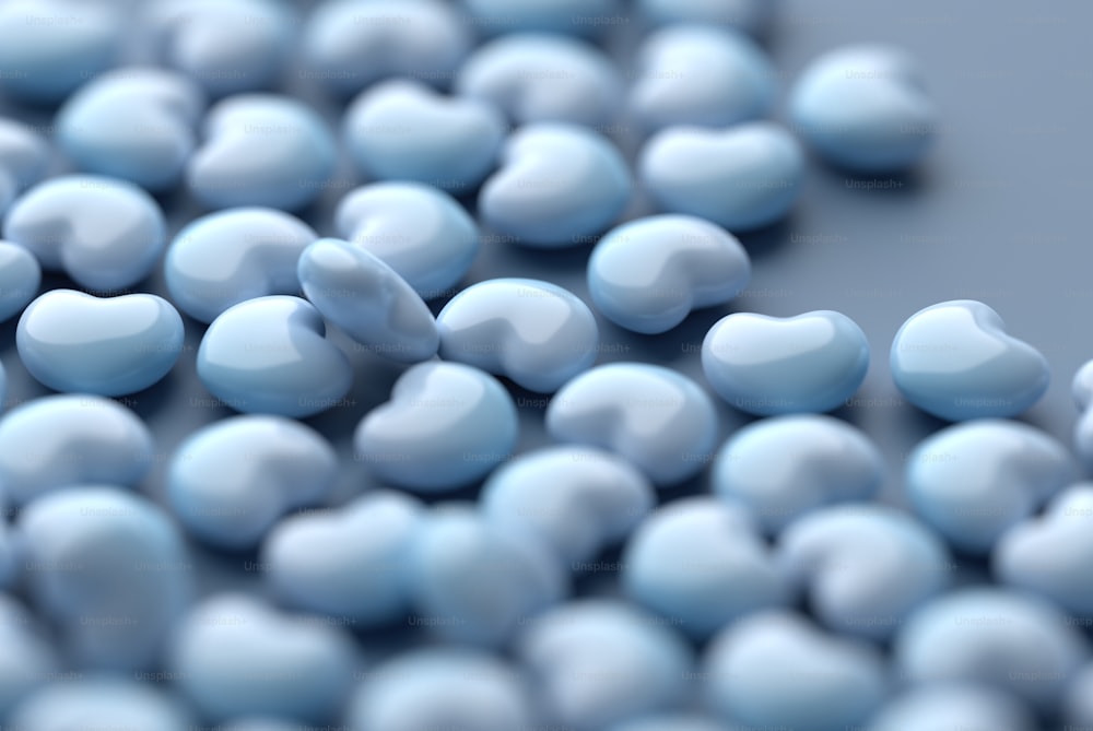 a close up of a bunch of blue candy