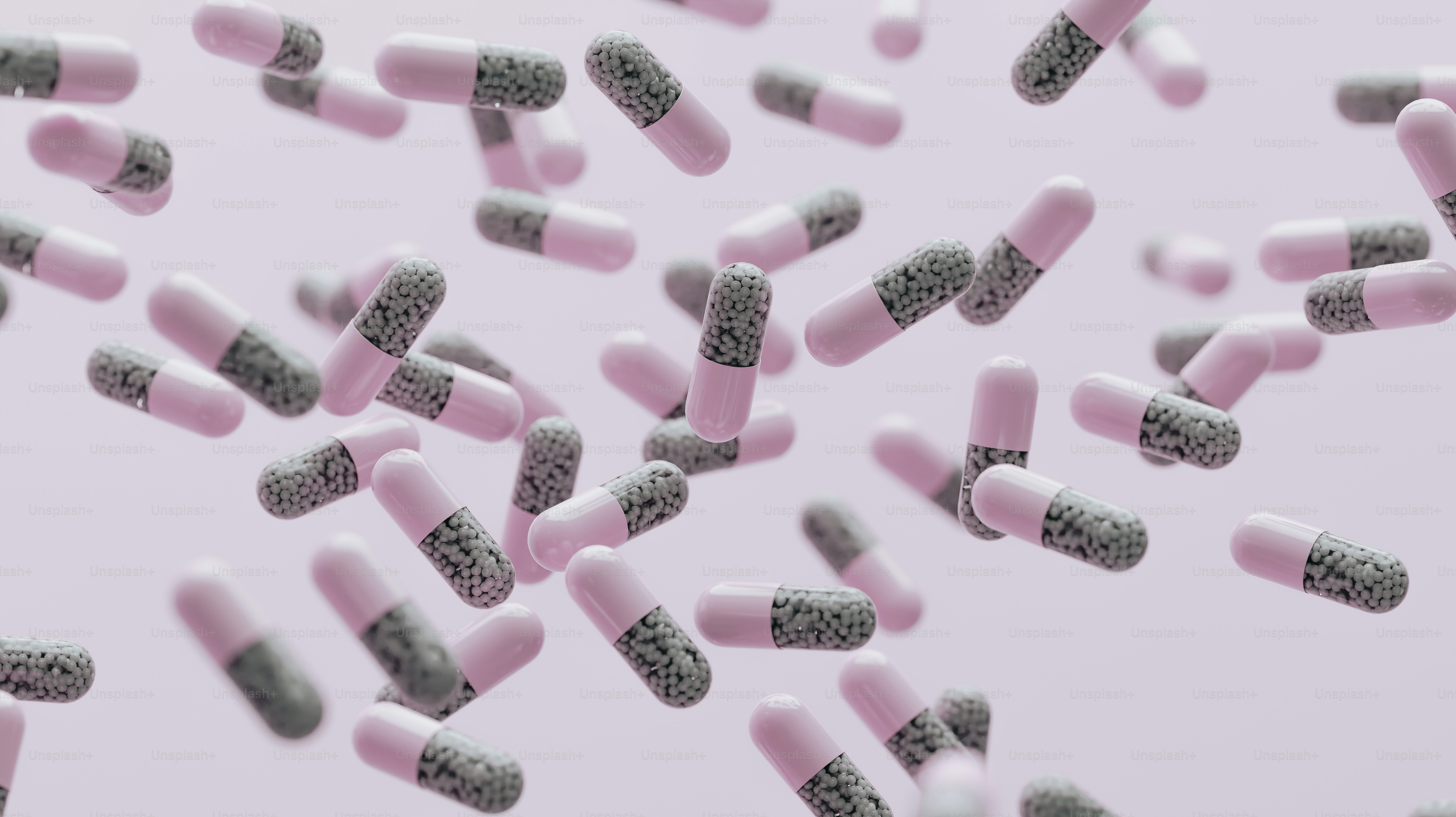 a lot of pills are flying in the air