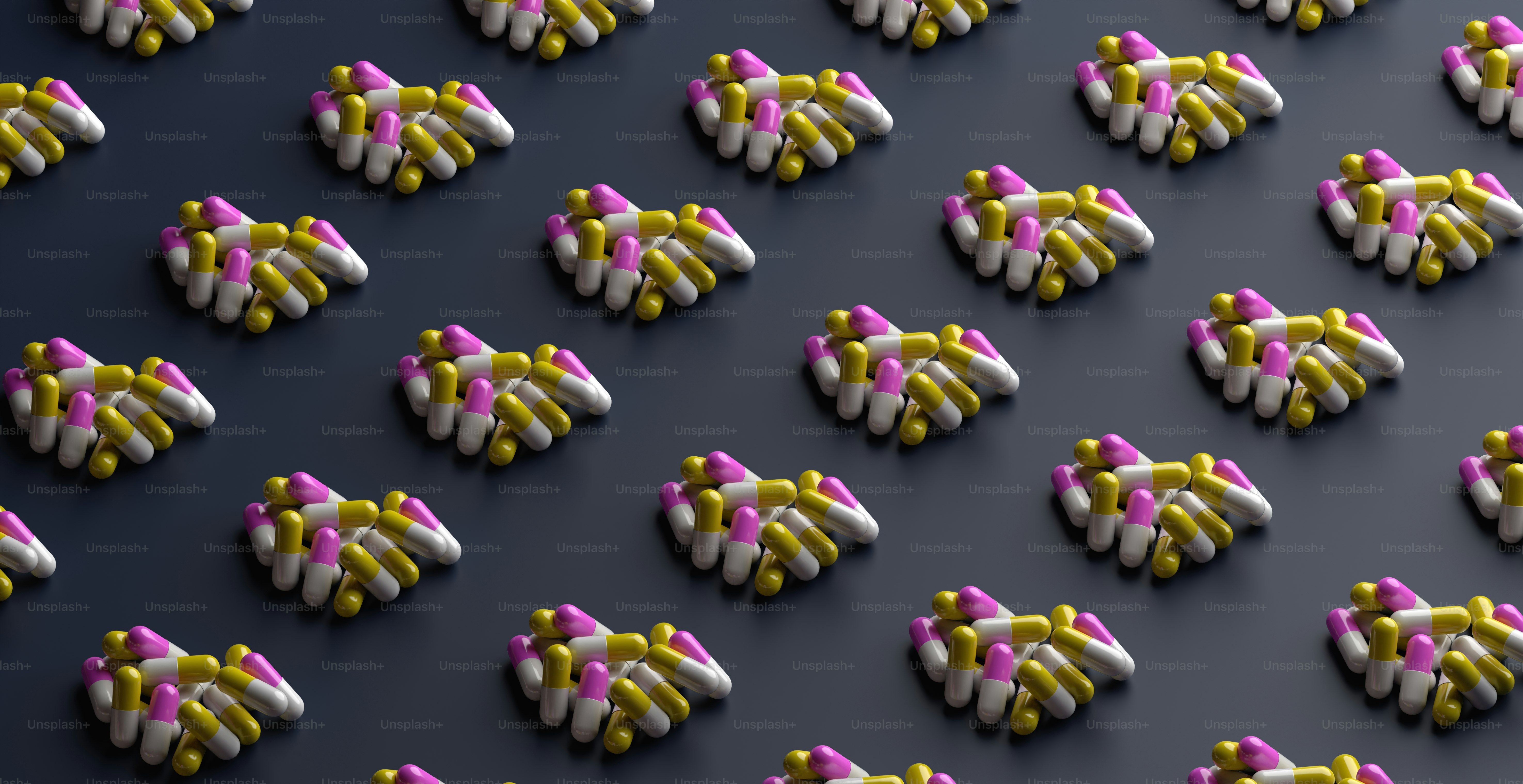 a large group of small white and pink objects