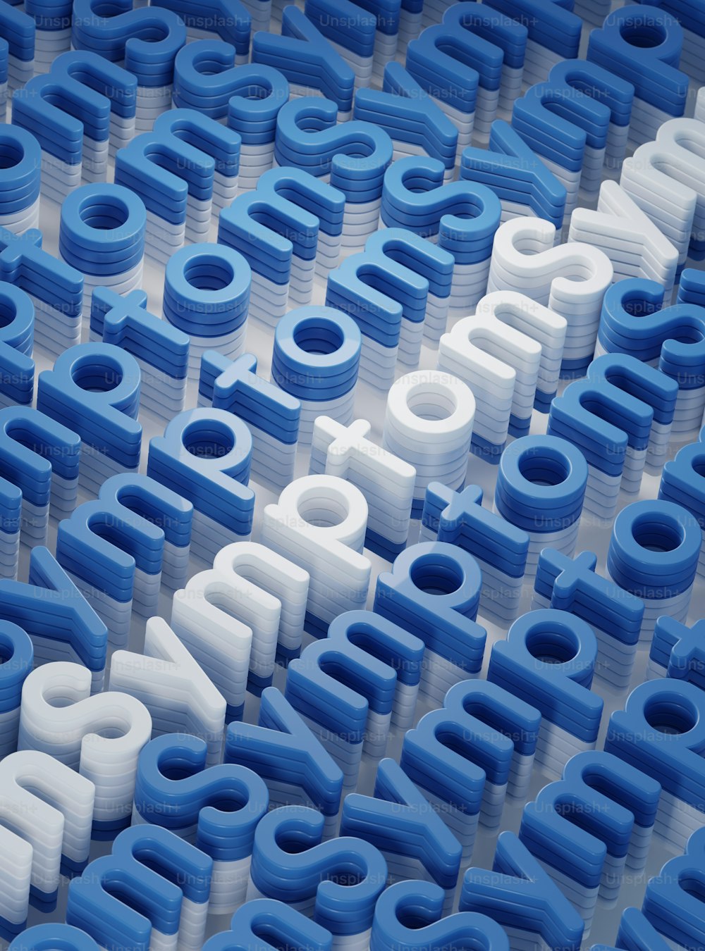 Un gran grupo de letras azules y blancas