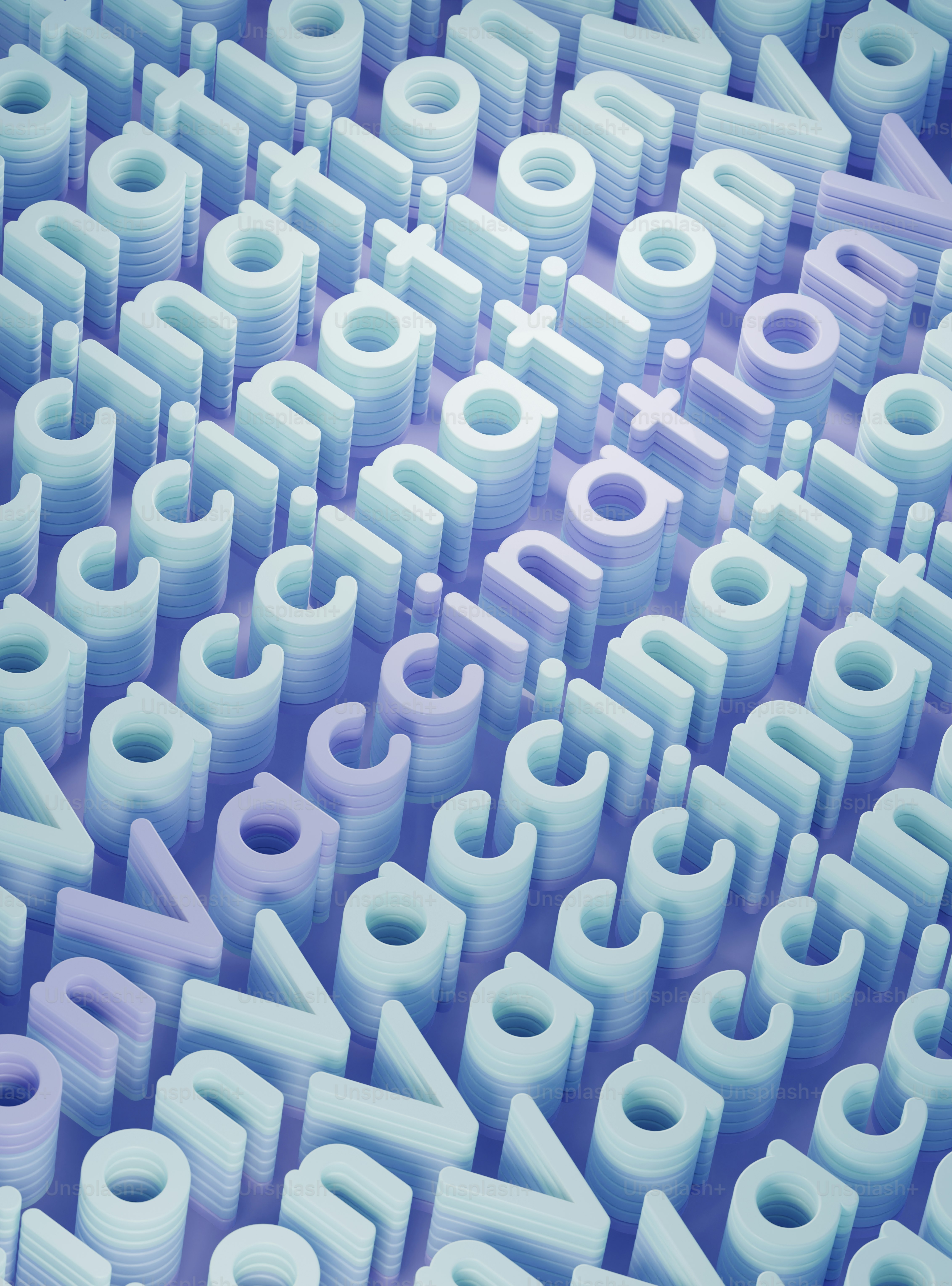 eine sehr große Anzahl von Buchstaben mit blauem Hintergrund