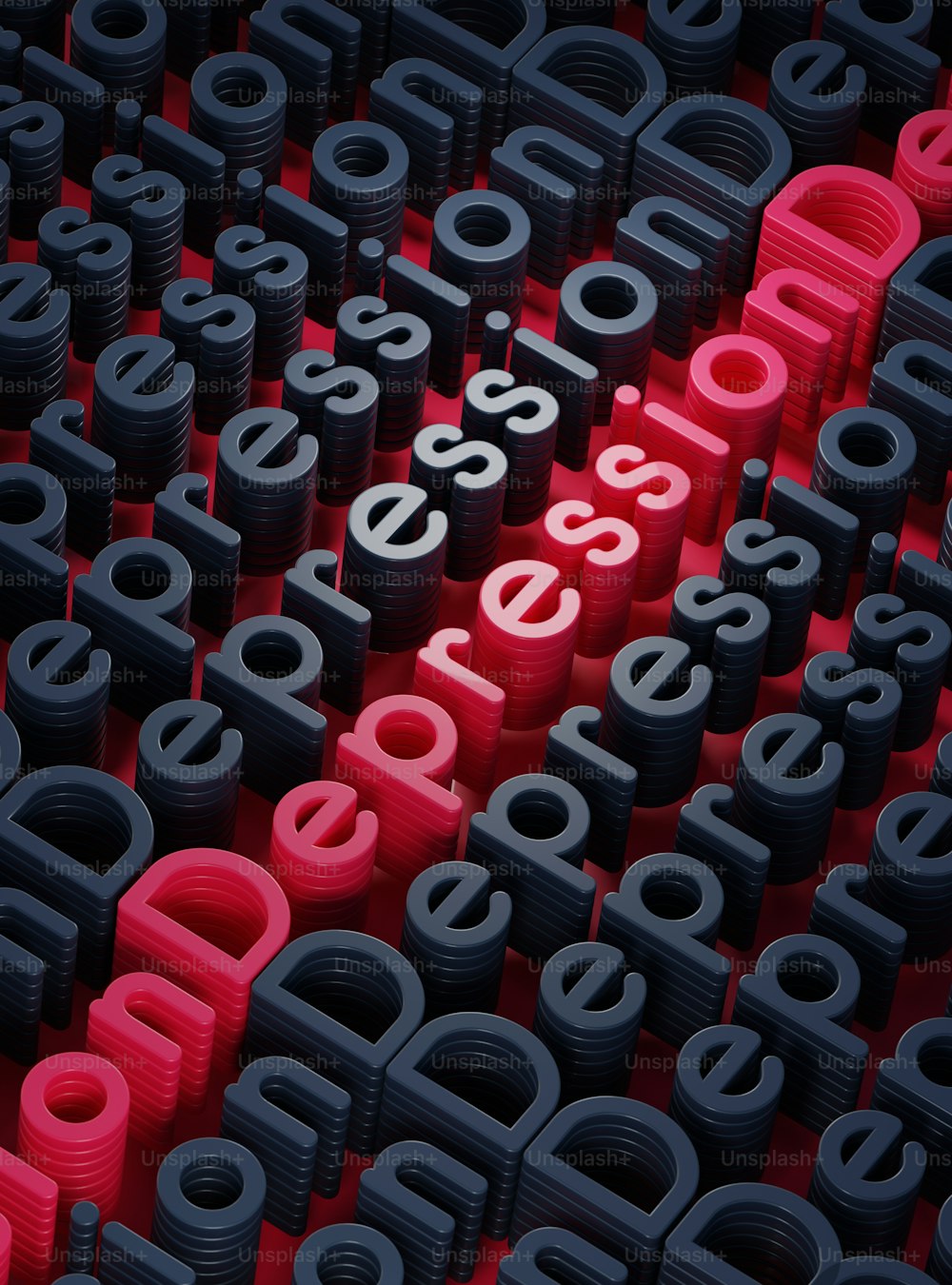 a large number of black and red letters