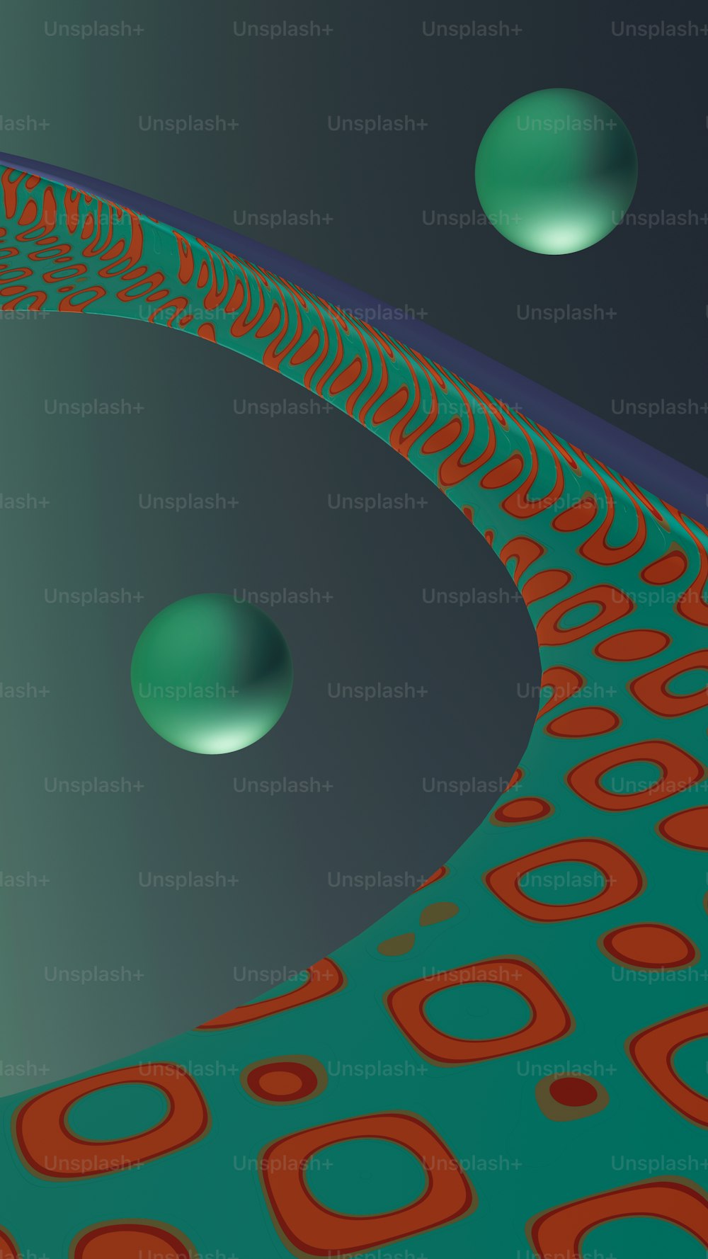 ein computergeneriertes Bild eines grünen und roten Objekts