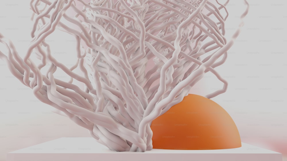 a 3d image of a bunch of branches and an egg