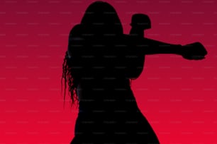 a silhouette of a woman holding a baseball bat