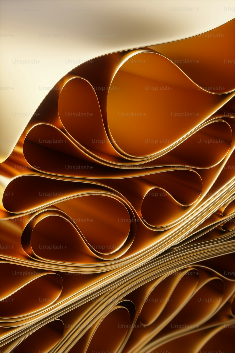 a close up of a bunch of brown paper
