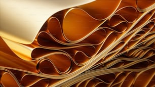 a close up of a stack of brown paper