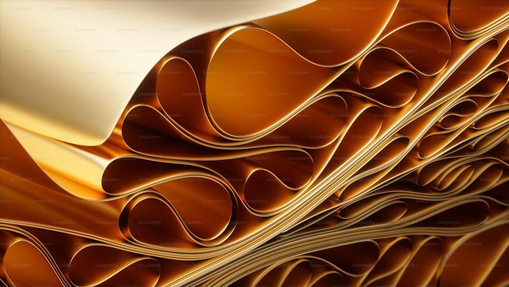 a close up of a stack of brown paper