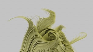a sculpture made out of green paper on a gray background