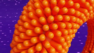 un objet orange avec un fond bleu