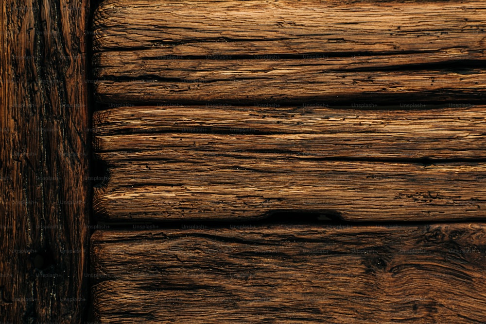 a close up of a wooden wall with a clock on it