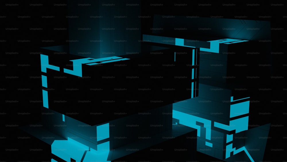 a black and blue abstract background with cubes