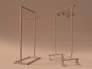 a pair of clothes racks sitting next to each other