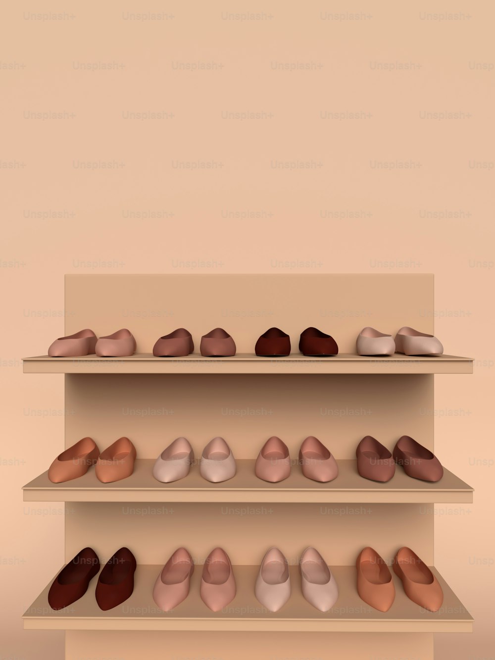 a shelf filled with lots of different types of shoes