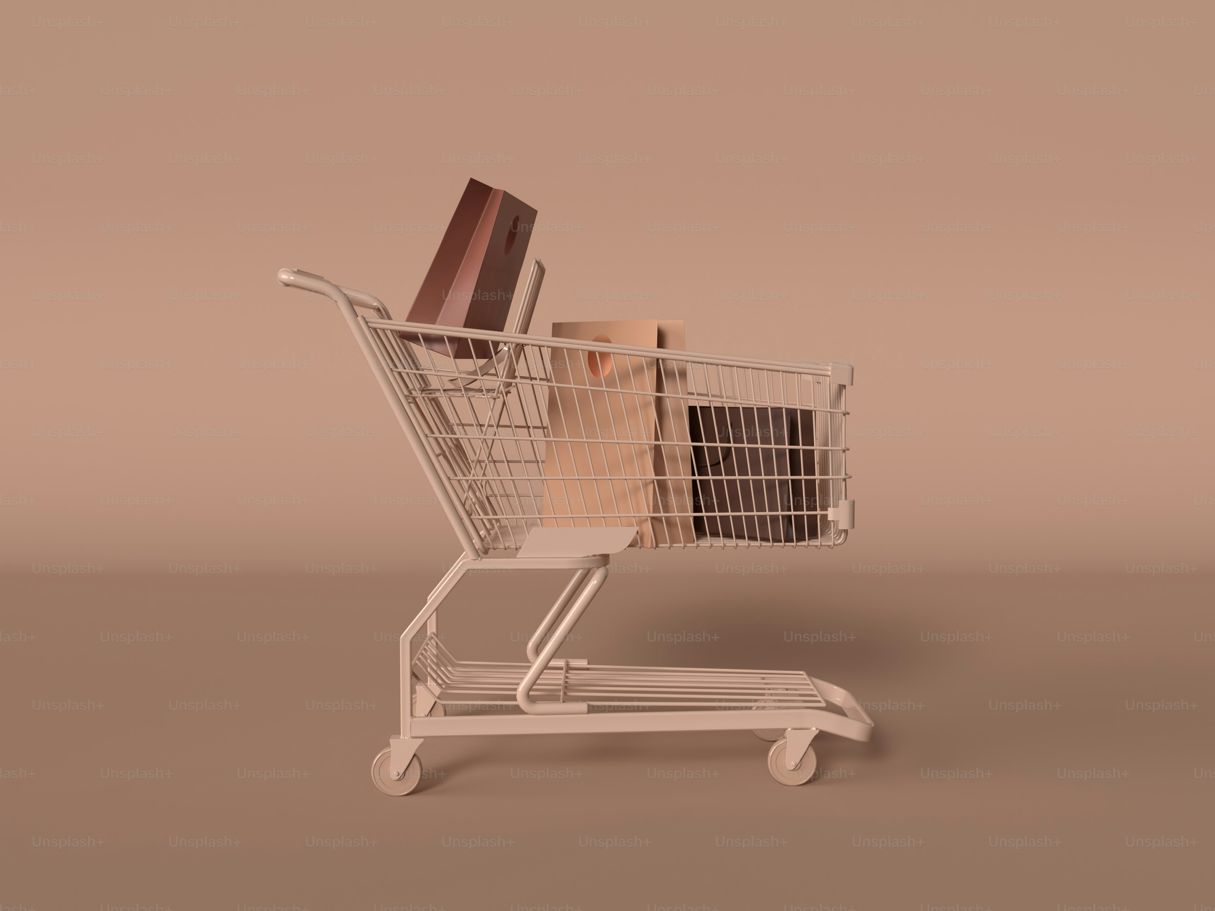 a shopping cart filled with books on top of a table