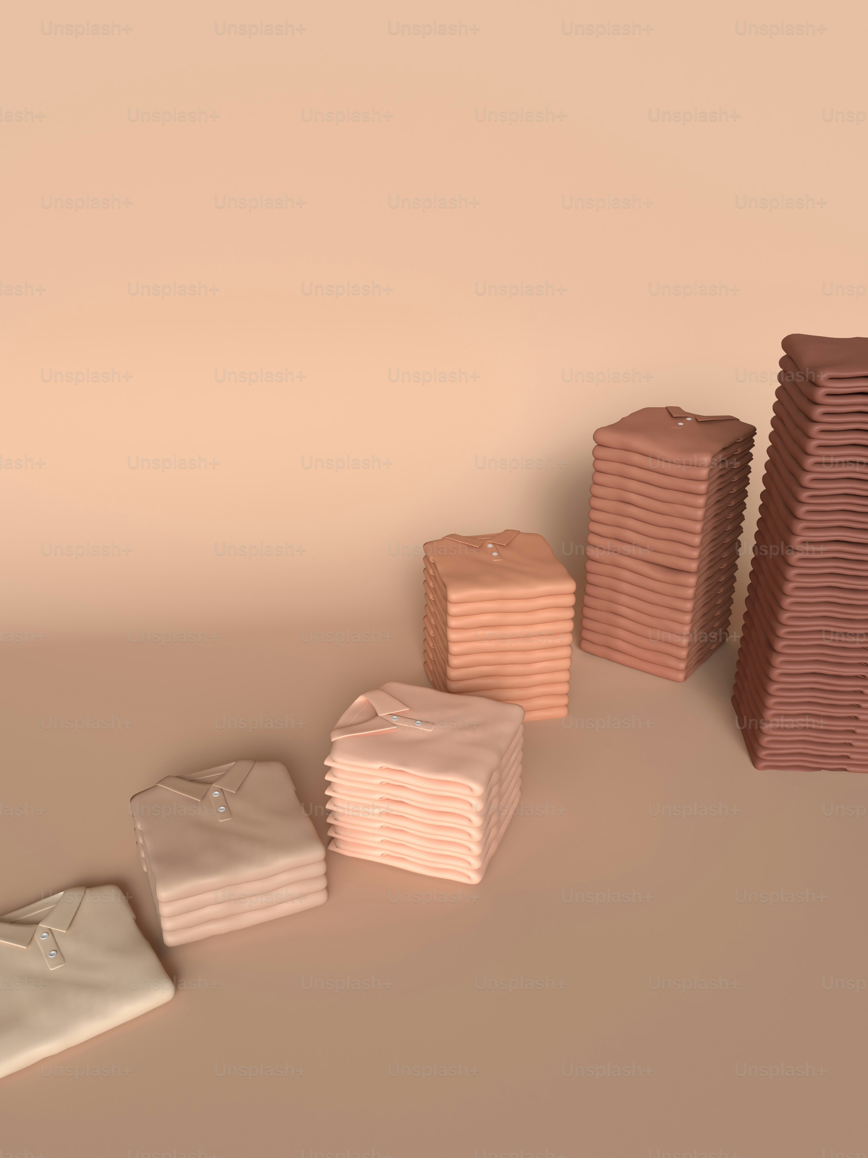 a row of folded shirts sitting next to each other