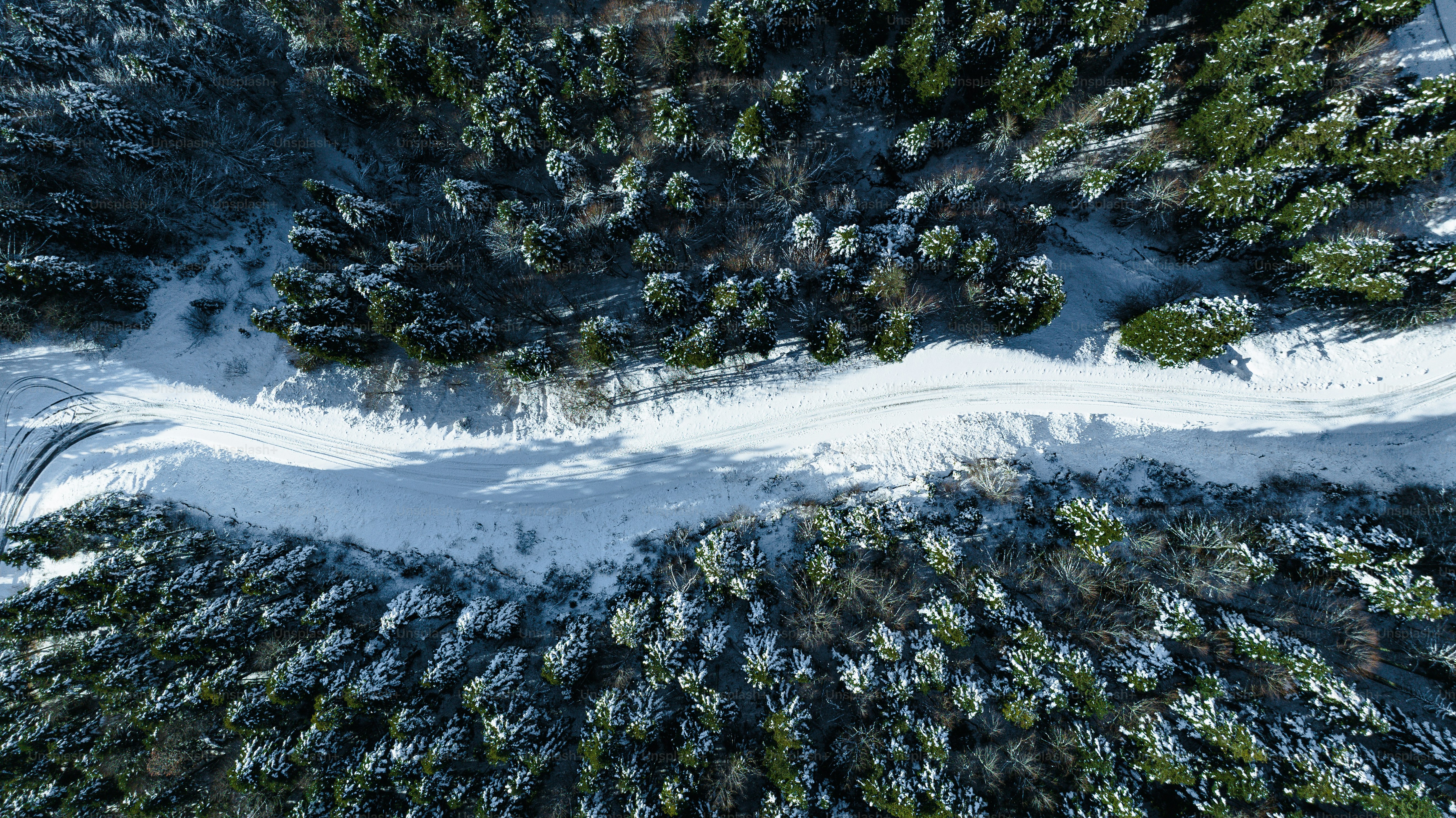 An aerial view of a snow covered forest photo – Snow Image on Unsplash