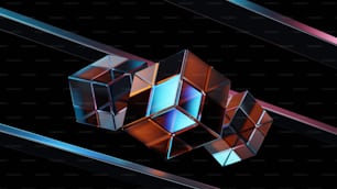 Une image 3D d’un cube dans les airs