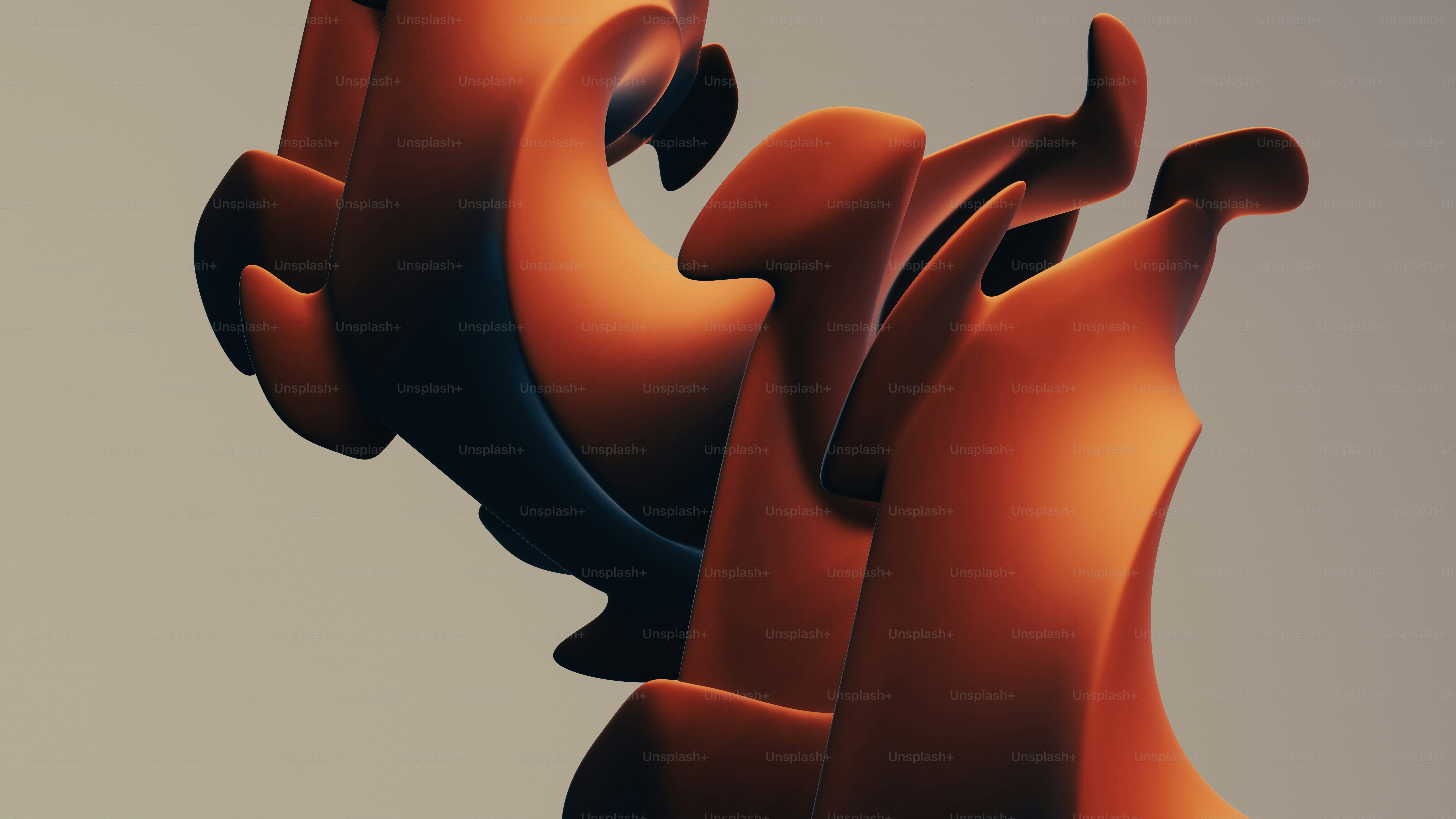 ein computergeneriertes Bild eines orangefarbenen und schwarzen Objekts