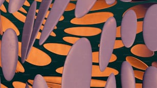 Una foto abstracta de formas naranjas y púrpuras