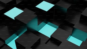 un groupe de cubes avec des lumières bleues